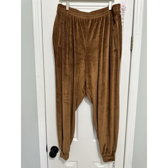 Skims Velour Jogger Pants Loungewear Brown Copper Camel Size 3x Pockets Track - Picture 2 of 8